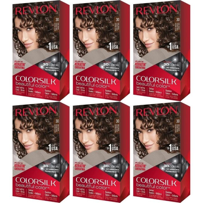 Revlon Colorsilk Hair Dye Permanent Dark Brown 30 - Pack of 6