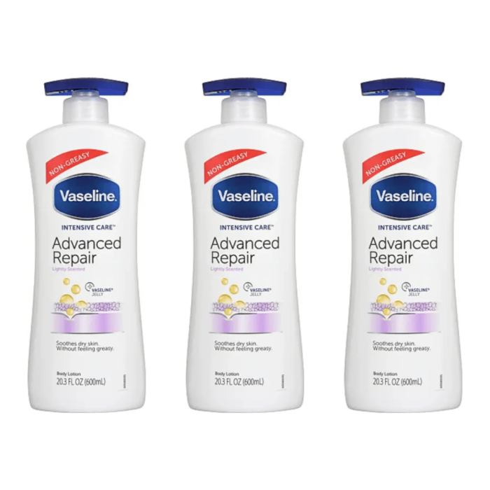 Vaseline Advance Repair Lotion Pump 600ml - Pack of 3