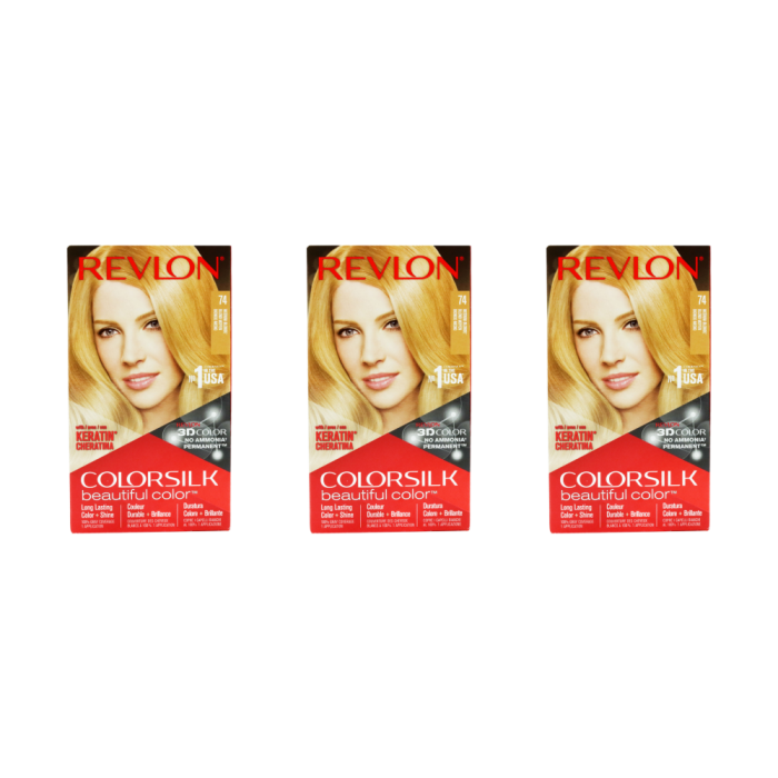 Revlon Colorsilk Hair Dye Permanent 74 Medium Blonde - Pack of 3
