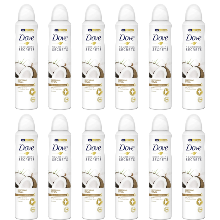 Dove Coconut & Jasmine Moisturising Cream Anti-Perspirant Spray 250ml - Pack of 12