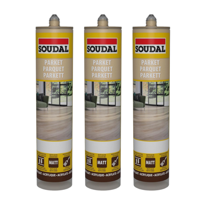 Soudal Parquet and Timber Sealant Light Oak Premium Finish 290ml - Pack of 3