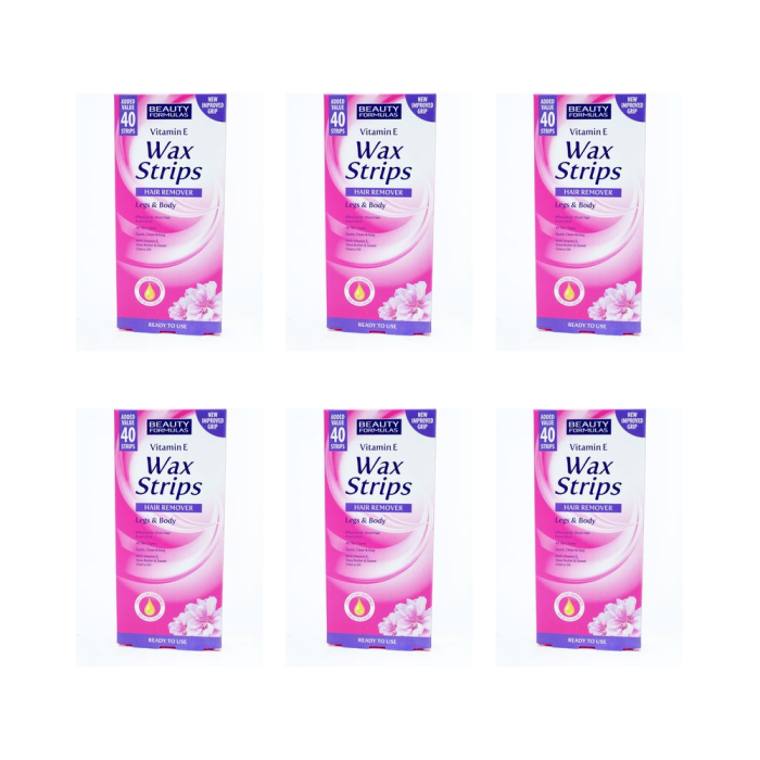 BEAUTY FORMULAS VITAMIN E WAX STRIPS LEGS & BODY - Pack of 6