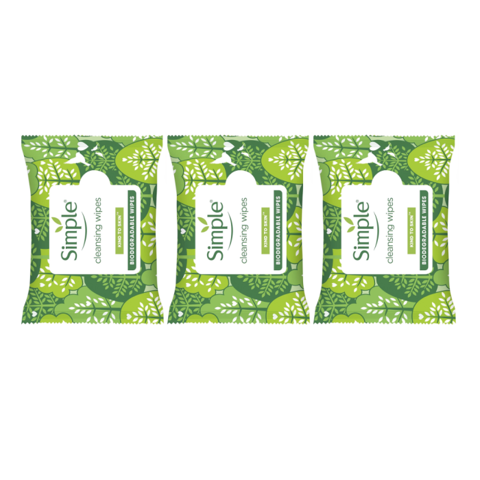 Simple Kind to Skin Cleansing Wipes for sensitive skin 20 Wipes - Pack of 3