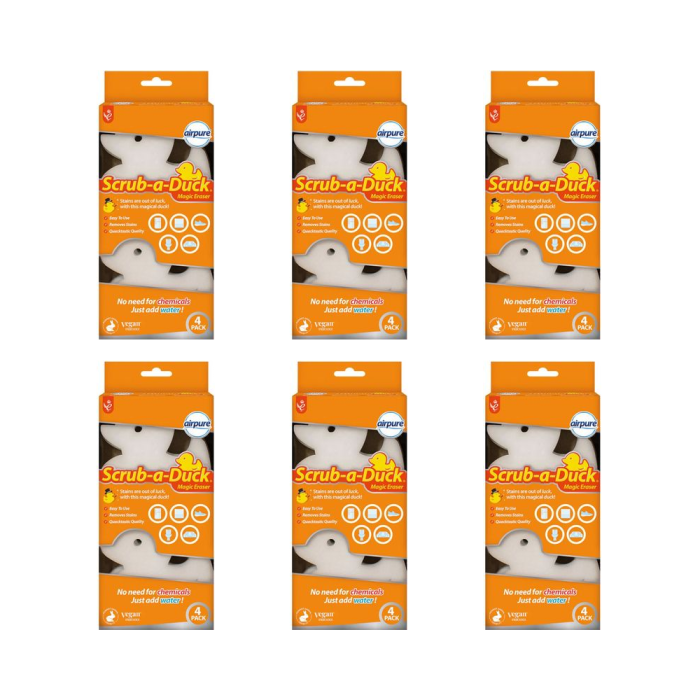 Airpure Scrub-a-Duck Magic Eraser Sponge 4 PK - Pack of 6