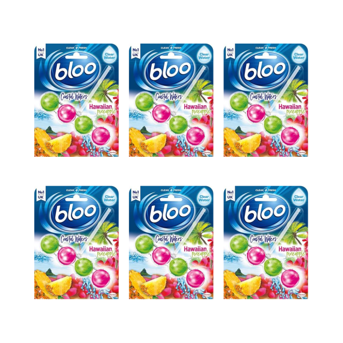Bloo Toilet Rim Block Coastal Waters Hawaiian Pineapple 50g - Pack of 6