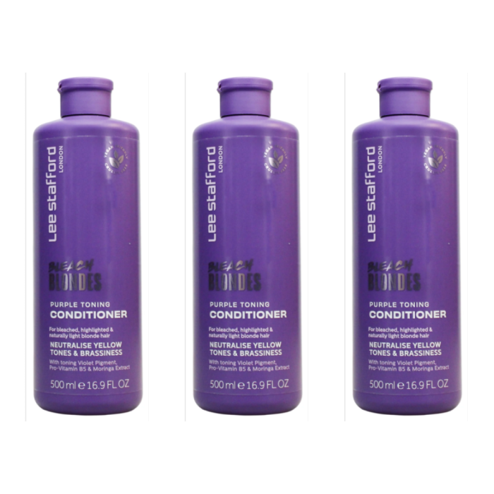 Lee Stafford Bleach Blondes Purple Toning Conditioner 500ml - Pack of 3
