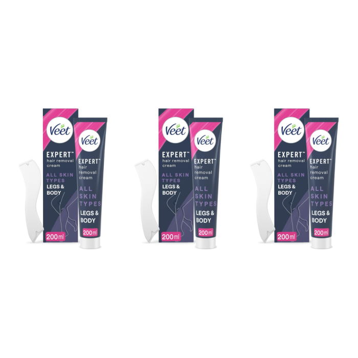 Veet Expert Legs & Body Hair Removal Cream 200ml - Pack of 3