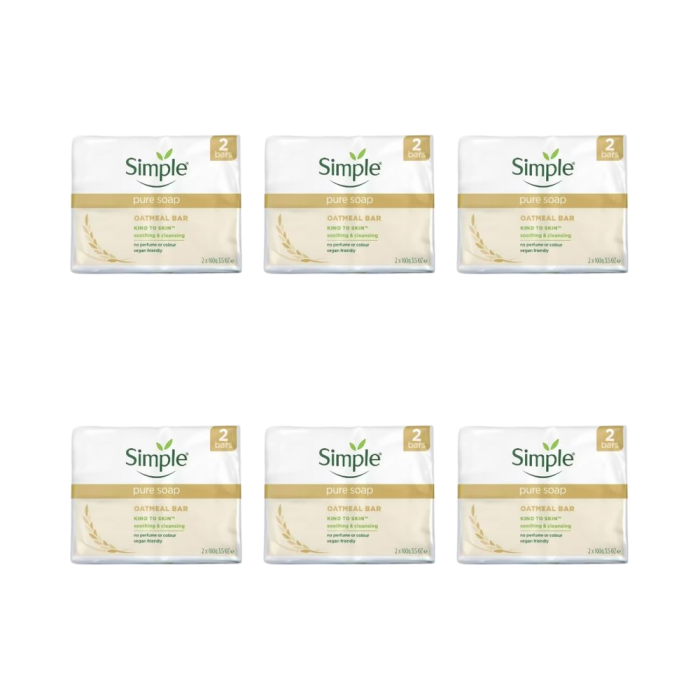 Simple kind to Skin Oatmeal Soap Bar 2 x 100G - Pack of 6