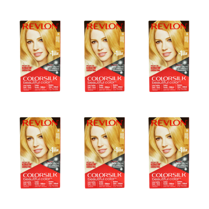 Revlon Colorsilk Hair Dye Permanent 74 Medium Blonde - Pack of 6