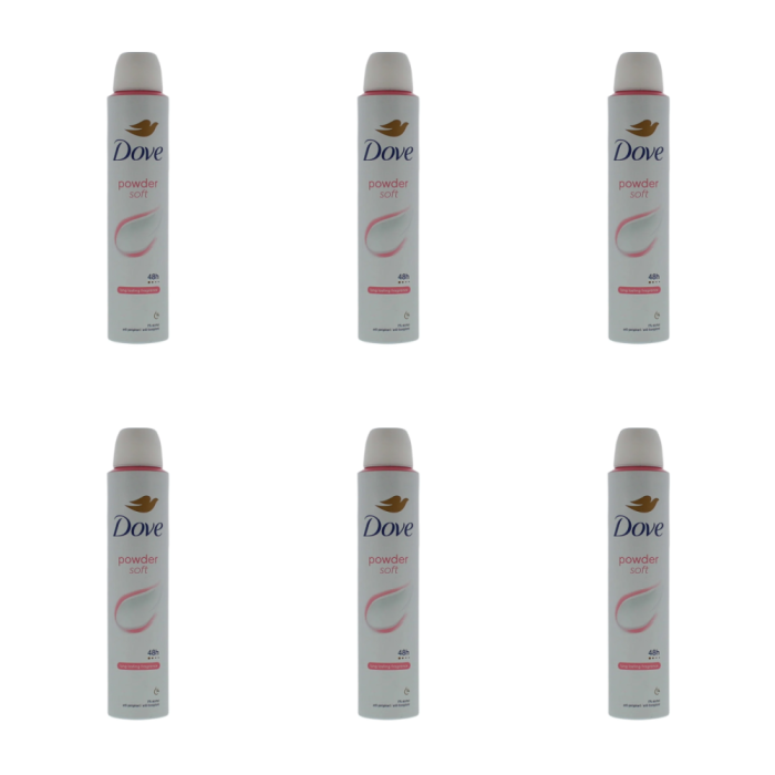 Dove Powder Soft Anti-Perspirant Deodorant Spray 200ml - Pack of 6
