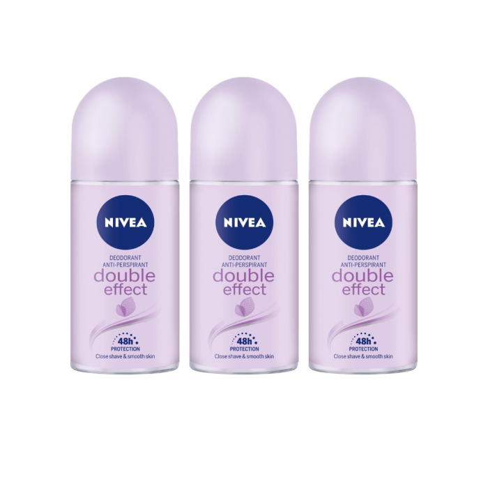 NIVEA Anti-Perspirant Deodorant Double Effect for Women – 50ml - Pack of 3
