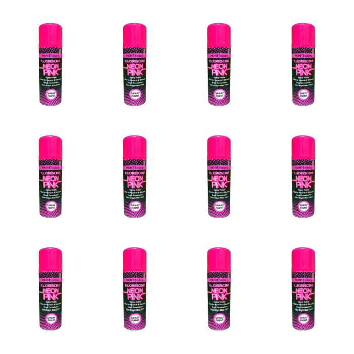 Paint Factory Neon Pink Spray Paint 200ml - Pack of 12