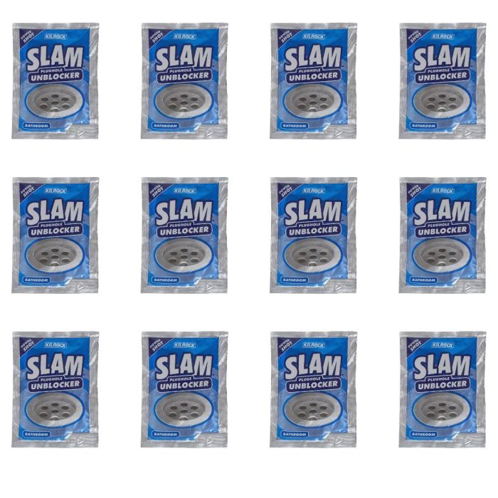 Kilrock Slam Bathroom Plughole Unblocker Sachet 80gm x 12
