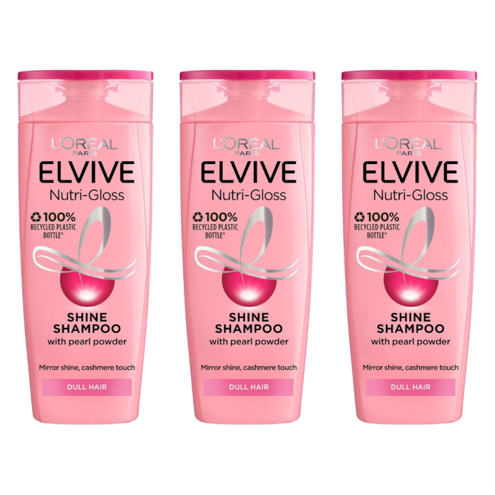 L'Oreal Elvive Nutri Gloss Shine Shampoo 250ml - Pack of 3