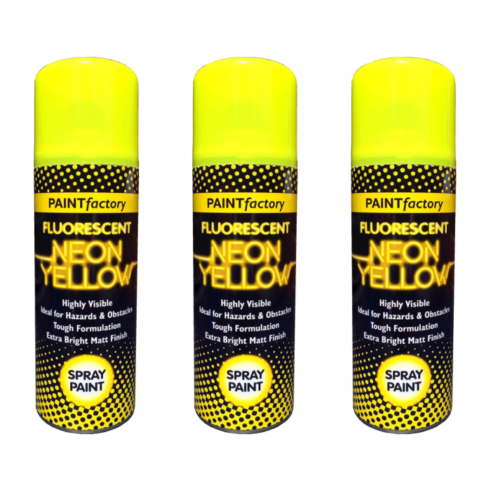 Paint Factory Neon Yellow Spray Paint 200ml - Pack of 3