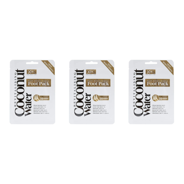 Xpel Body Care Coconut Water Deep Moisturizing Foot Pack 1 Treatment - Pack of 3