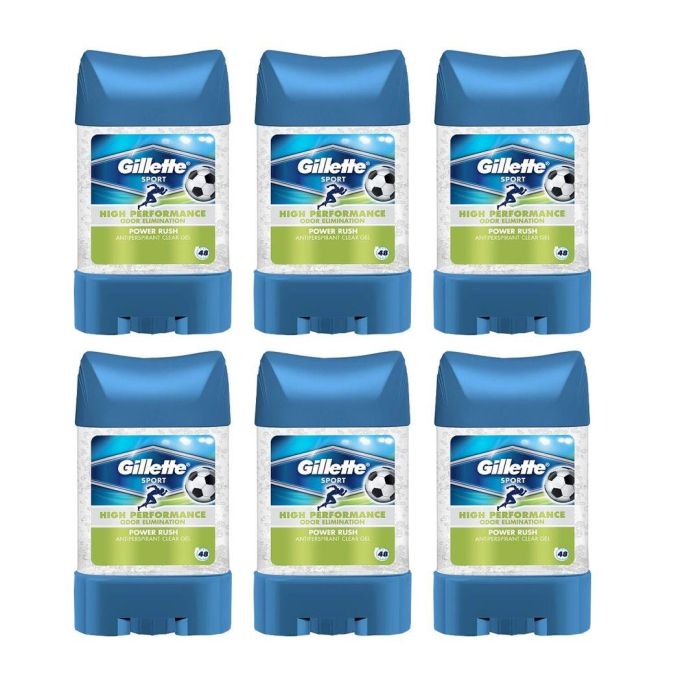 Gillette Power Rush Antiperspirant Deodorant Clear Gel 70ML - Pack Of 6