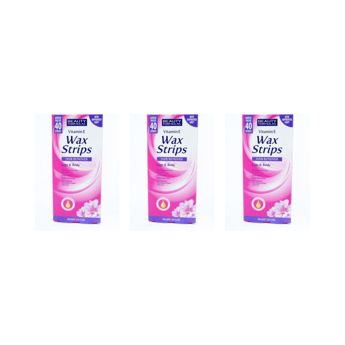 BEAUTY FORMULAS VITAMIN E WAX STRIPS LEGS & BODY - Pack of 3