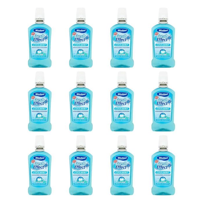 Wisdom Fresh Effect Coolmint Antibacterial Mouthwash 500 ML - Pack of 12