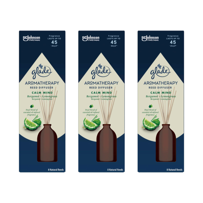 Glade Calm Mind Reed Diffuser Aromatherapy Home Fragrance 80ml - Pack of 3