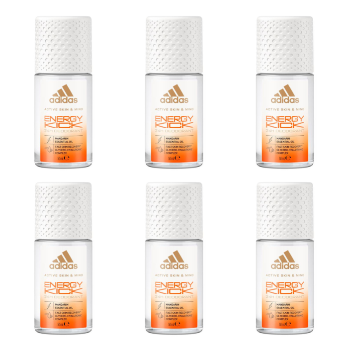 Adidas Energy Kick Roll-On Deodorant for Women 50ml - Pack of 6