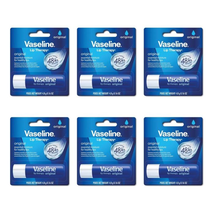 Vaseline Lip Therapy Stick Original Stick 4.8 G - Pack of 6