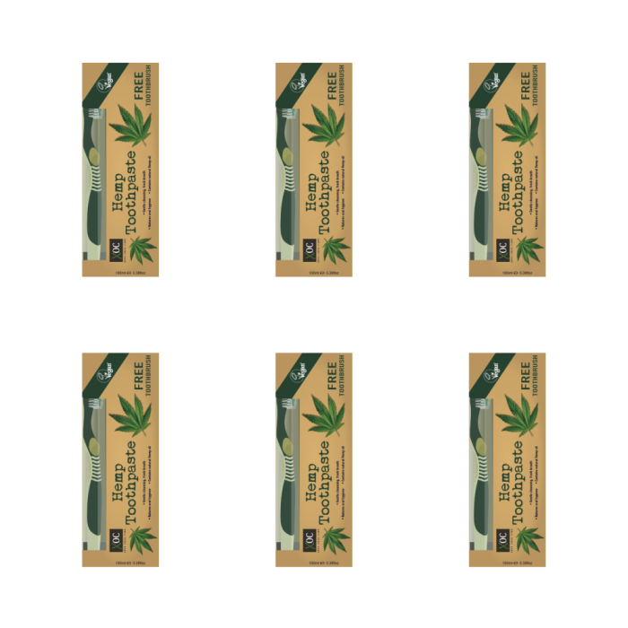 Xpel Oral Care Hemp Fresh Breath Toothpaste 100ml With Free ToothBrush - Pack of 6
