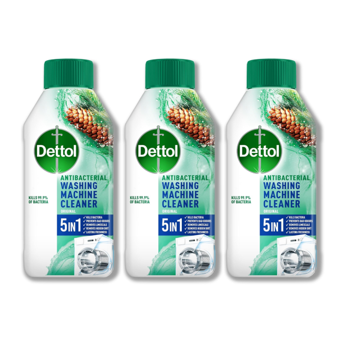 Dettol Antibacterial 5-in-1 Washing Machine Cleaner 250ml - Pack of 3
