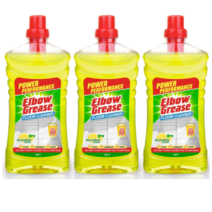 Elbow Grease Concentrated Floor Cleaner Lemon Fresh for Tiles 1L - Pack of 3
