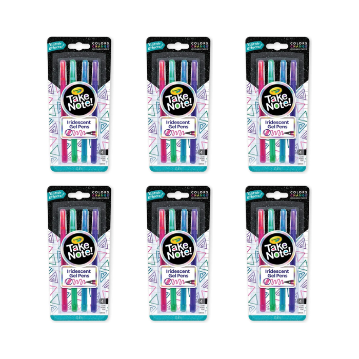 CRAYOLA Take Note Iridescent Gel Pens Medium Tip 1.0mm 4 Pens - Pack of 6