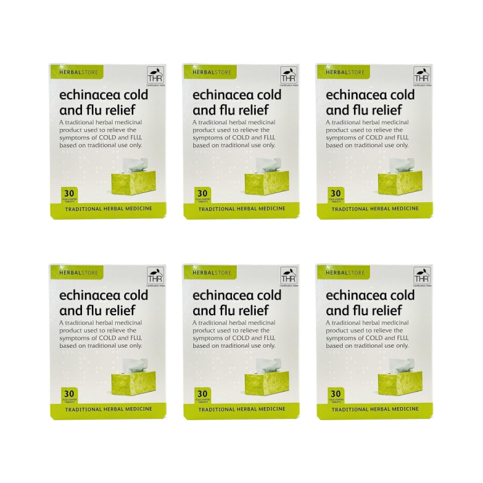 HerbalStore Echinacea Cold and Flu Relief 30 Tablets - Pack of 6