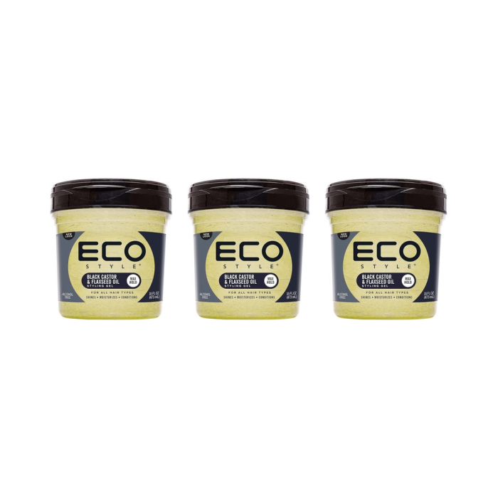 Eco Style Black Castor And Flax Seed Oil Hair Gel 473ml - Pack of 3