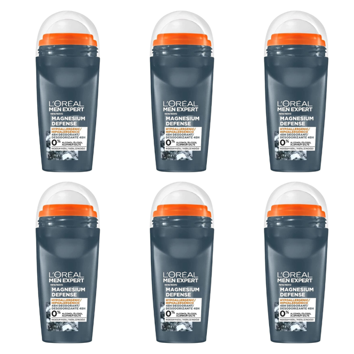 L'Oreal Men Expert Magnesium Defence Roll-On 50ml - Pack of 6