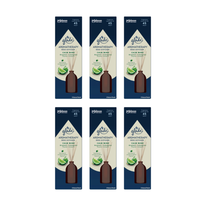 Glade Calm Mind Reed Diffuser Aromatherapy Home Fragrance 80ml - Pack of 6