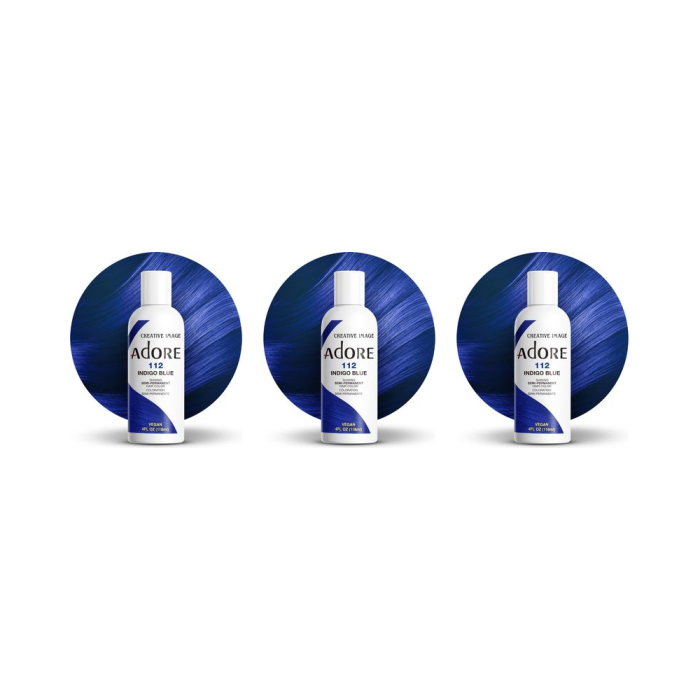 Adore Shining Semi Permanent Hair Colour Indigo Blue 118ml - Pack of 3