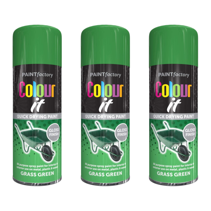 Paint Factory Colour IT Gloss Spray Paint Grass Green 400 ML - Pack of 3