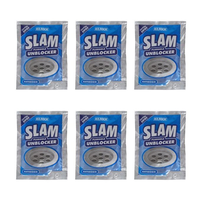 Kilrock Slam Bathroom Plughole Unblocker Sachet 80gm x 6