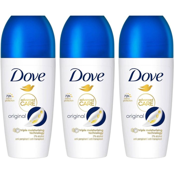 Dove Advanced Care Original Anti-Perspirant Roll-On Deodorant 50ml - Pack of 3