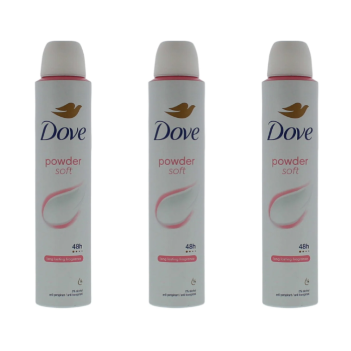 Dove Powder Soft Anti-Perspirant Deodorant Spray 200ml - Pack of 3