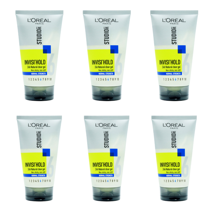 L'Oreal Paris Studio Line Invisi Hold Hair Gel Normal Strength 150ml - Pack of 6