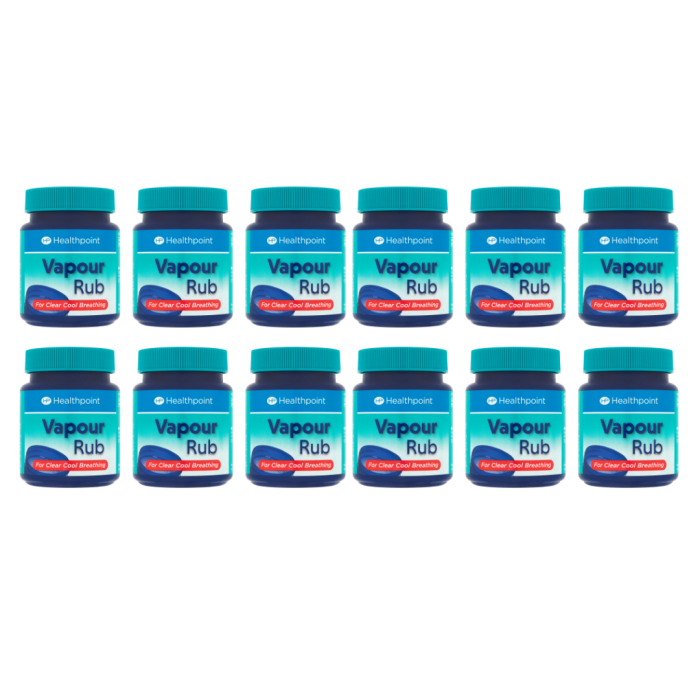 Healthpoint Vapour Rub for Clear Breathing Relief from Coughs 100ml - Pack of 12