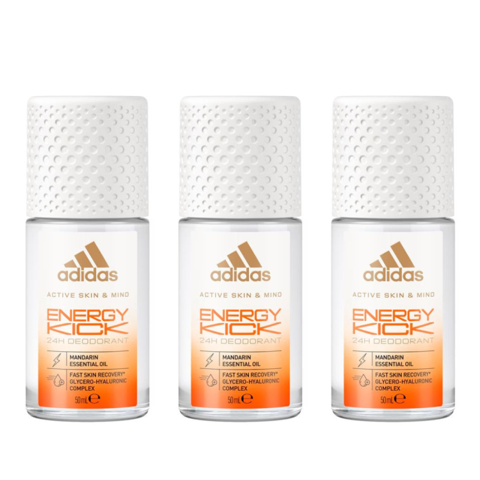 Adidas Energy Kick Roll-On Deodorant for Women 50ml - Pack of 3