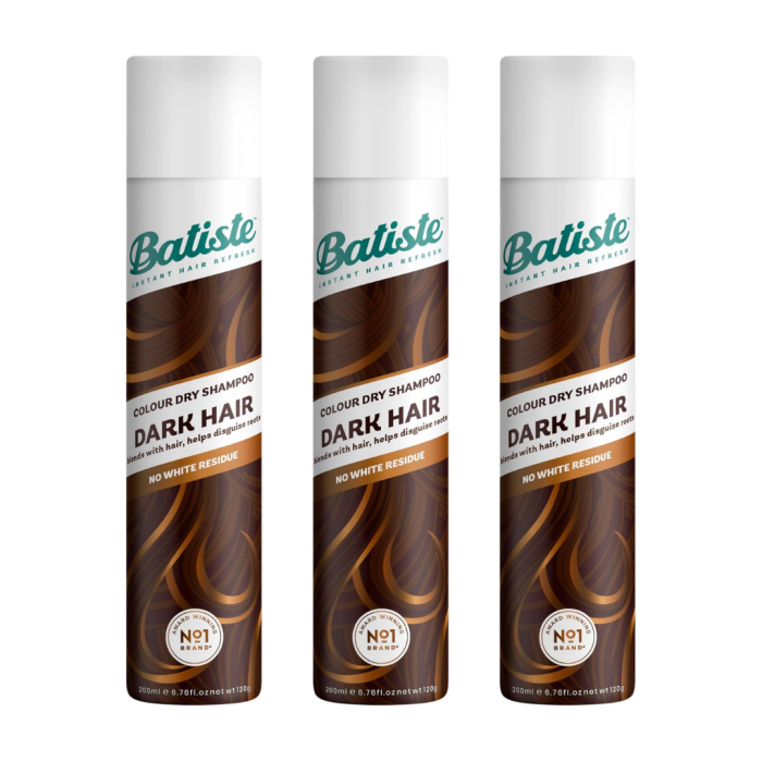 Batiste Colour Dry Shampoo For Dark Hair No White Residue 200ml - Pack of 3