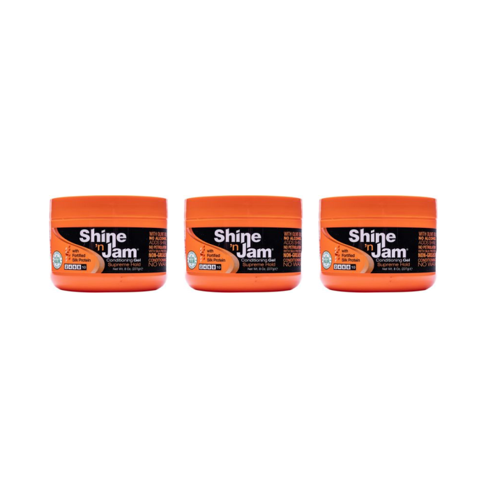 Shine n' Jam Conditioning Gel Supreme Hold with Silk Protein 8 oz - Pack of 3