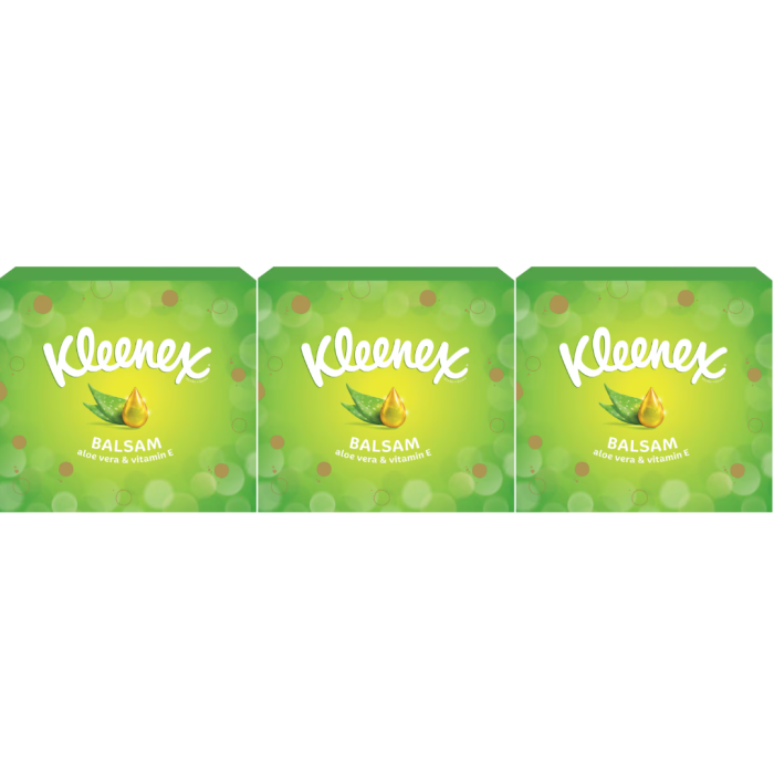 Kleenex Balsam 3-Ply Facial Tissues Soft & Gentle 56 Tissues - Pack of 3