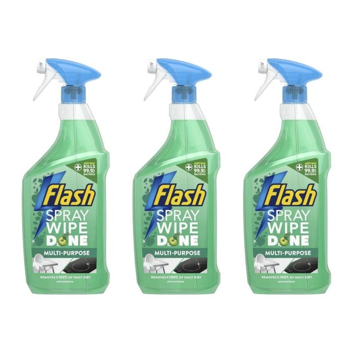 Flash Spray Wipe Done Apple Blossom Anti Bacterial Cleaning Spray 800 ML - Pack of 3