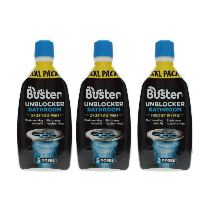 Buster Bathroom Drain Unblocker 900ml fast-acting blockage cleaner bottle
