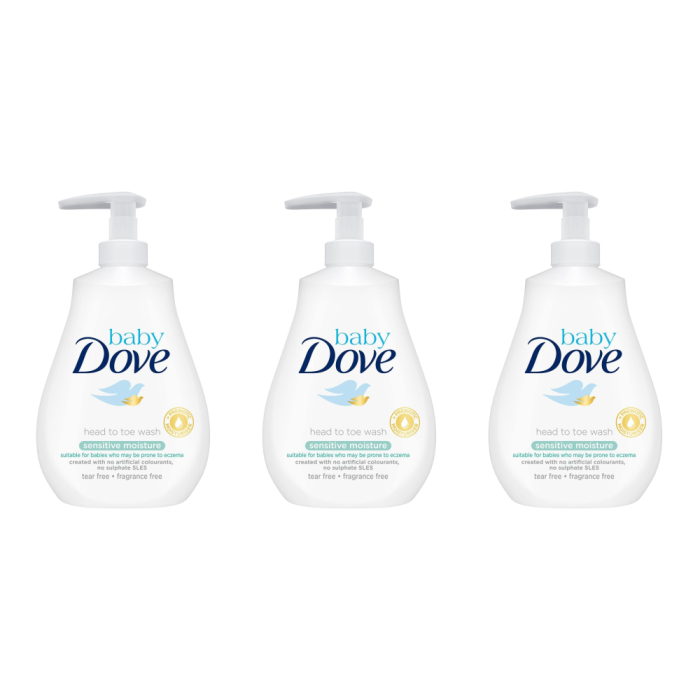 Baby Dove Head to Toe Sensitive Moisturiser 400ML - Pack of 3
