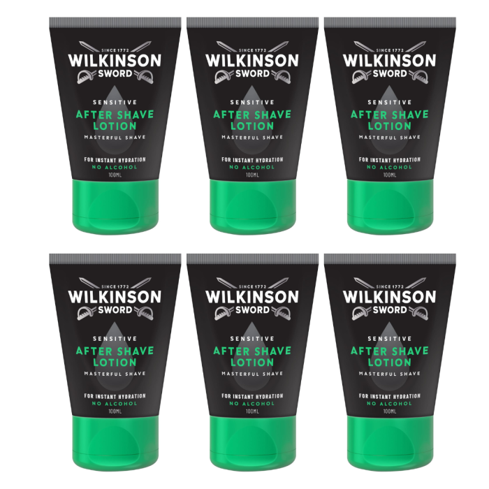 Wilkinson Sword Men’s Sensitive Aftershave Lotion 100ml - Pack of 6