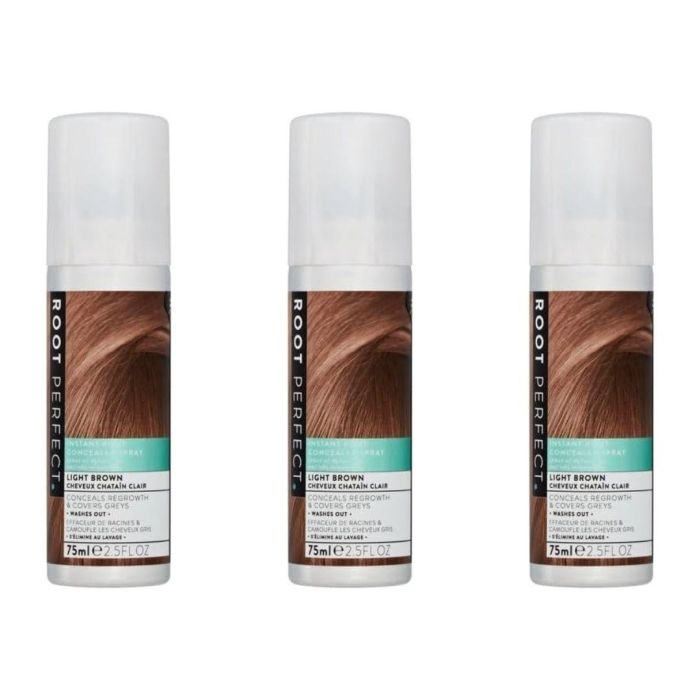 Root Perfect Instant Root Concealer Spray Light Brown 75 ML - Pack of 3